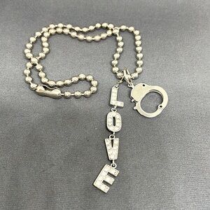 16” LOVE and handcuff ball chain necklace